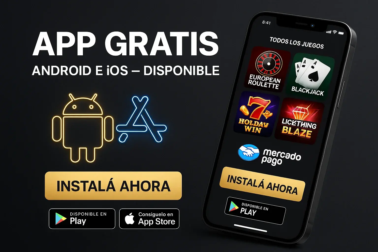 Instalá app gratis en tu celu con Mercado Pago visible