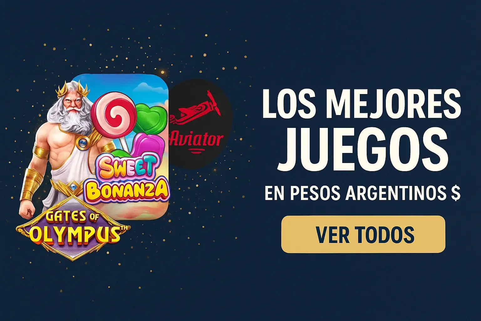 Banner de casino en español con juegos y CTA en pesos argentinos